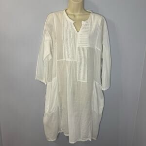 Plantation Cotton Tunic Shirt Relax Sheer Leganlook Lighwaight White 2/ M